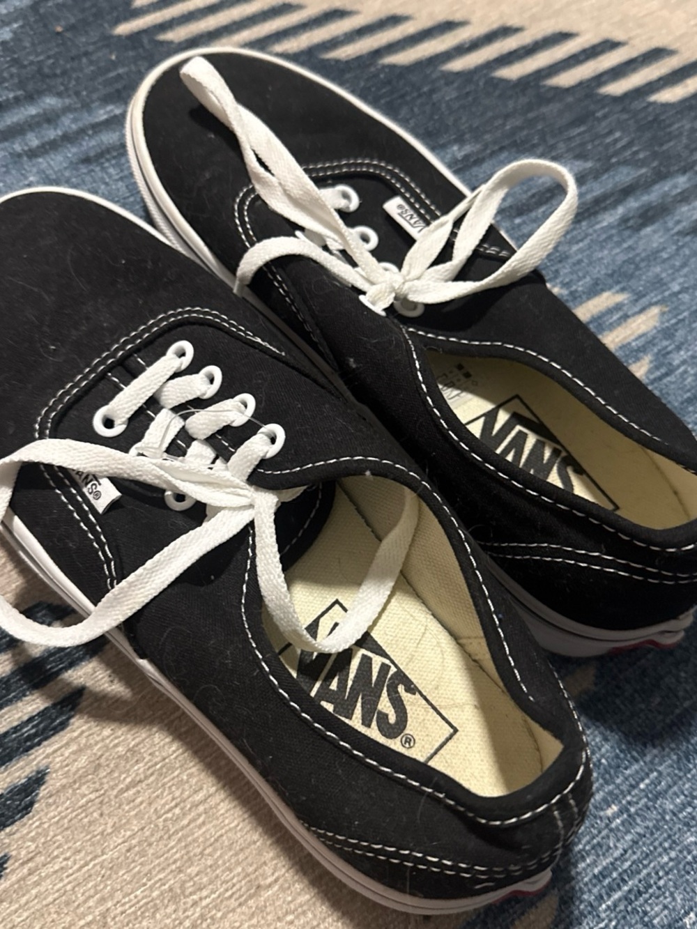 Vans Kids Black Canvas Lace-Up Sneakers with White Laces